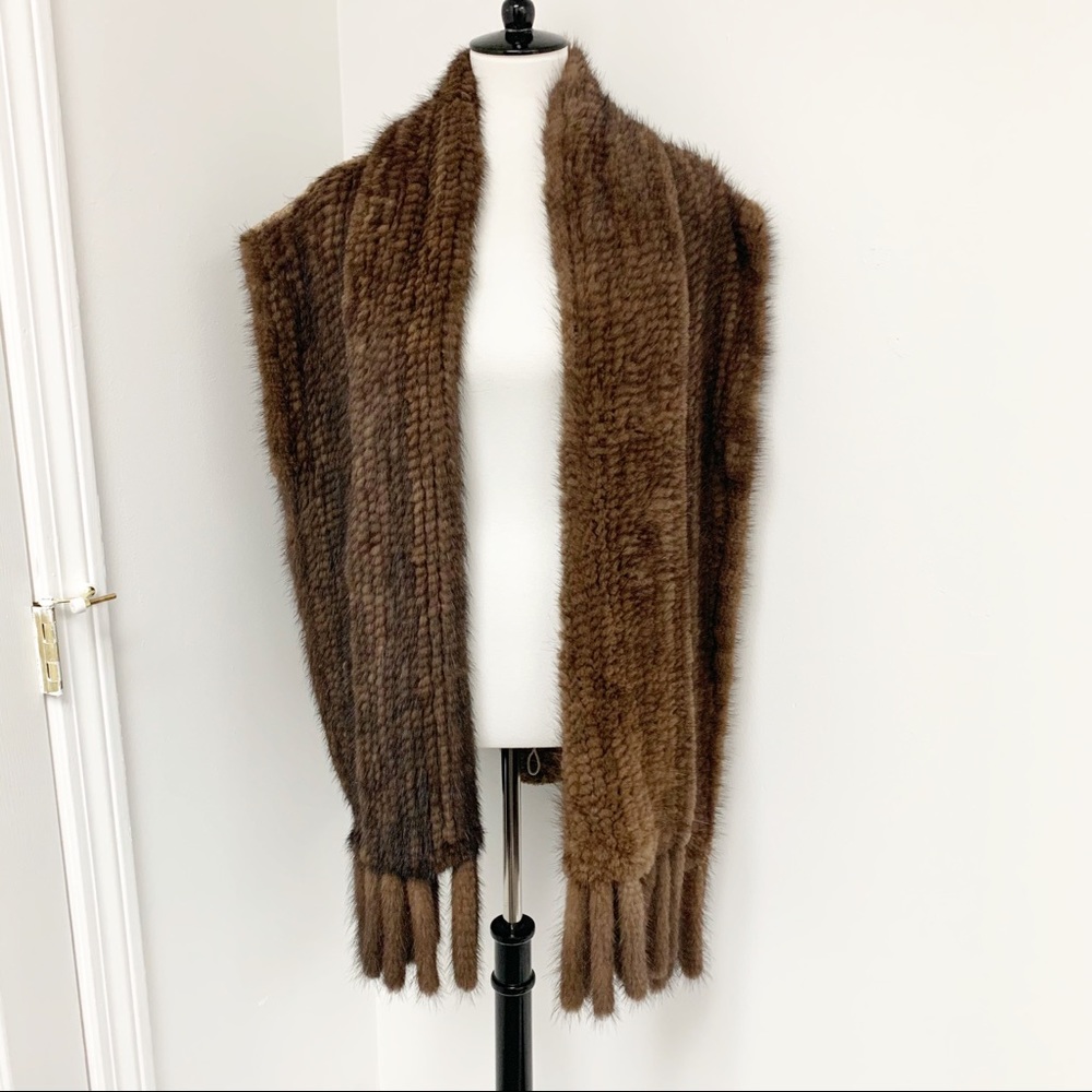 Women’s knitted mink Fur vest cover tassels Sz XL - Picture 1 of 14